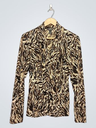 Kenneth Cole New York Damen Bluse mit animalischem Muster und langen Ärmeln