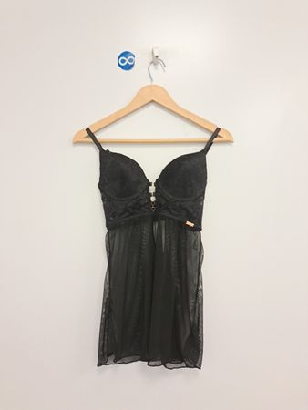 RACHEL Schwarzes Spitzen-Babydoll-Dessous