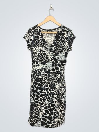 AB Studio Damen Wickelkleid mit Leopardenmuster
