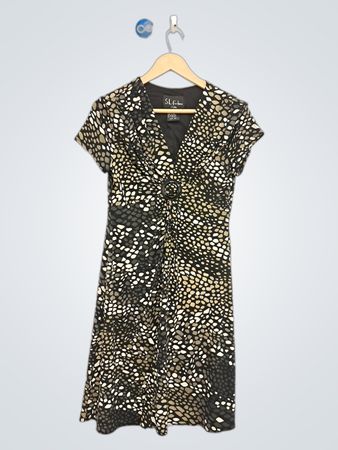 S.L. Fashions Petite Bedrucktes V-Ausschnitt Kleid