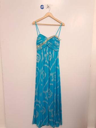 Betsy & Adam Blue gerafftes, verziertes Maxikleid