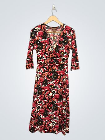 Chadwick's Damenkleid mit Blumenmuster, V-Ausschnitt und Wickeloptik