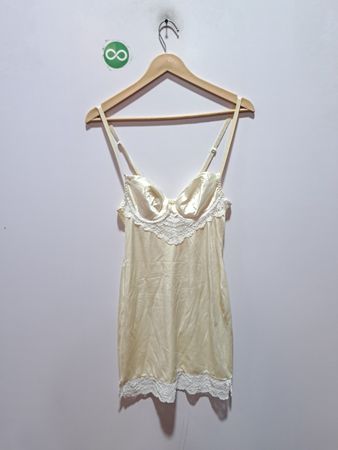 Cream Slip Dress with Lace Trim