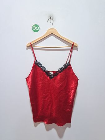 Secret Treasures Red Lace Trim Cami Top