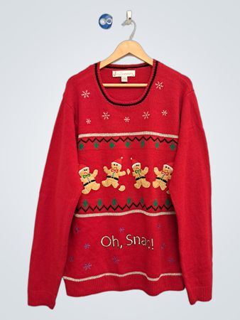 Jolly Sweaters Red Gingerbread Man "Oh, Snag!" Weihnachts-Pullover