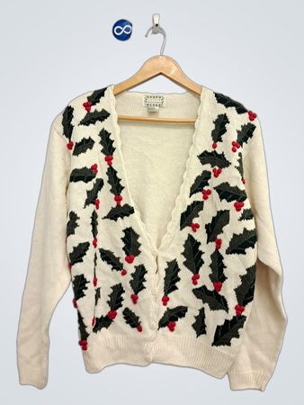 Cremiger Stechpalmen-Beeren-Cardigan