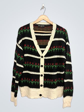 OVER KIOSHAS Black Tulip Pattern Cardigan