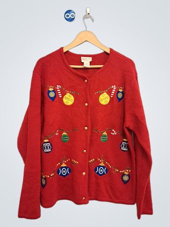 Crystal Kobe Red Christmas Ornament Cardigan