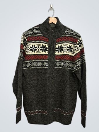 Herren-Fair-Isle-Reißverschluss-Pullover