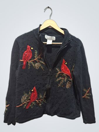 Tiara International Christmas Collection Women's Ramie Cotton Cardinal Sweater