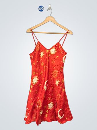 Shana Red Celestial Print Slip Dress