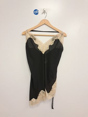 Black lace trim slip dress