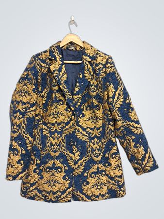 VENUS Blue and Gold Brocade Blazer