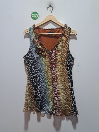 Spense Sleeveless Animal Print Blouse