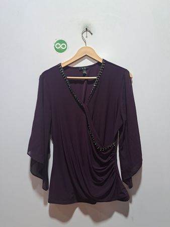 MSK Purple Embellished Wrap Blouse