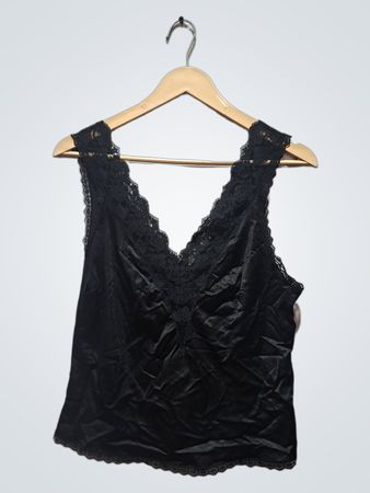 bonne nuit black lace trim camisole