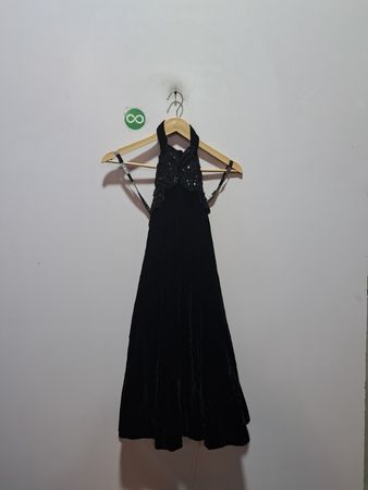 Black Halter Neck Embellished Dress