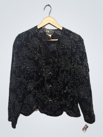 R&K Evening Black Velvet Beaded Jacket