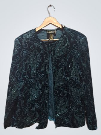 R&K Evening Women's 18W Velvet Paisley Print Jacket