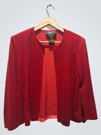 R&K Evening Women's Red Glitter Cardigan