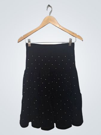Jupe noire en velours avec strass et détail éclair