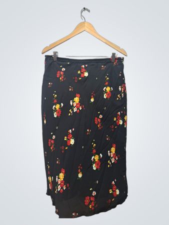 Schwarzer Blumenmuster-Midirock