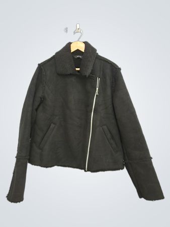 Esmara Black Faux Suede Aviator Jacket with Shearling Collar