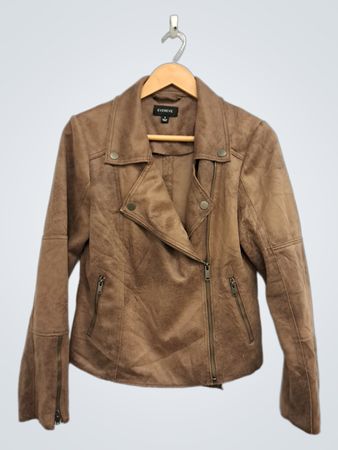 EVEREVO Brown Faux Suede Moto Jacket