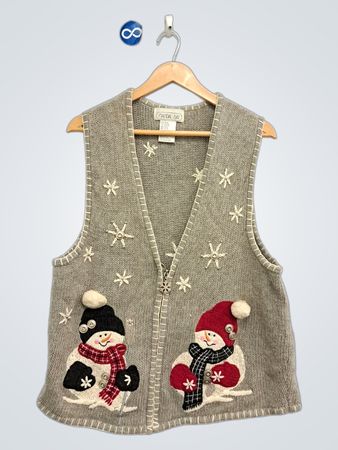 Mandal Bay Women's Snowman Snowflake Knit Vest