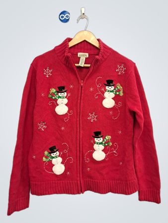 Classic Elements Red Snowman Christmas Sweater