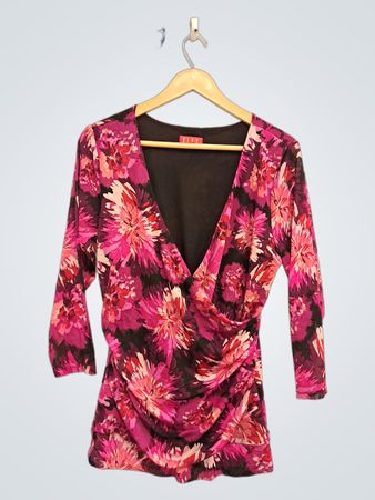 Top pour femmes ELLE à imprimé floral, encolure en V froncée