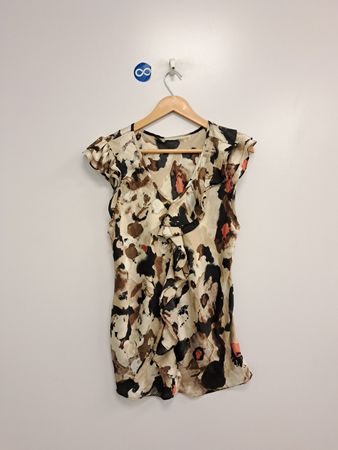 Women's Sleeveless Ruffle Print Blouse