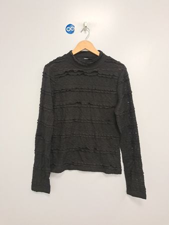 Sanctuary Black Mock Neck Ruffle Long Sleeve Top