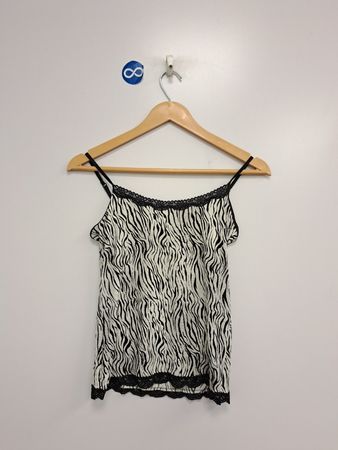 Zebra Print Cami Top with Lace Trim