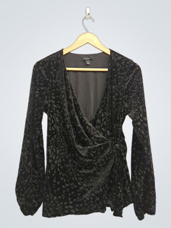 Haut cache-cœur en velours noir burnout Alfani