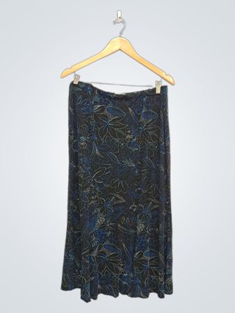 Women's Black Floral Print Maxi Skirt