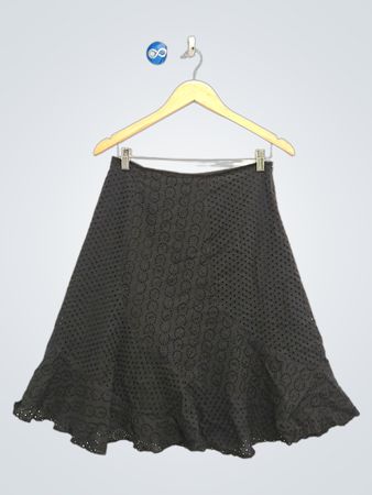 Apostrophe Black Eyelet Midi Skirt