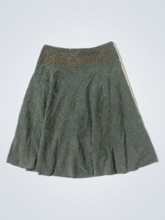 Green Skirt with Beaded Waistband
