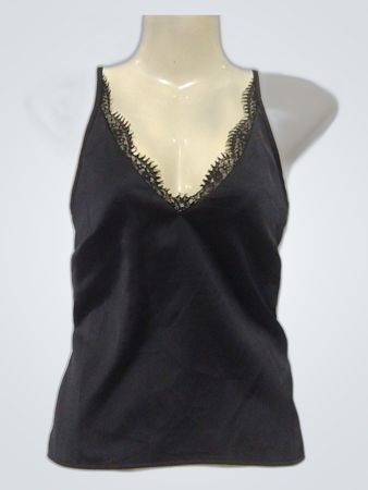 Black Camisole with Lace Trim