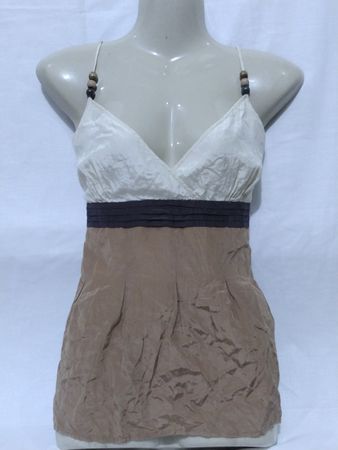 alain manoukian beige and white top