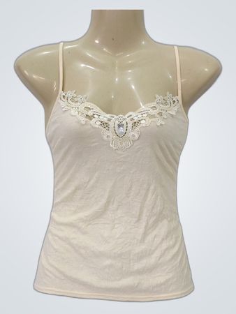 Women's Cream Colored Lace Trim Camisole