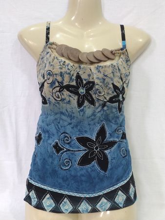 Blue Floral Tie-Dye Tank Top