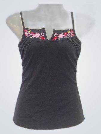 Broadwaries Black Embroidered Tank Top