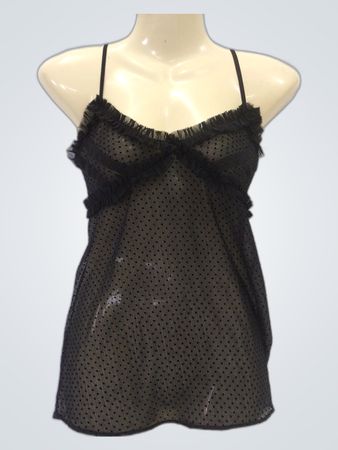 Black Sheer Polka Dot Camisole