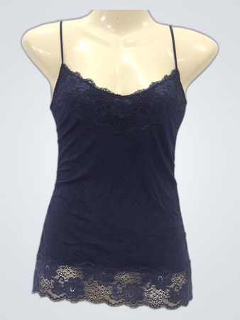 Navy Blue Lace Trim Camisole