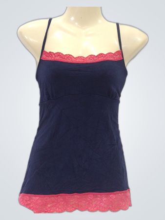 Tezenis Navy Blue Camisole with Pink Lace