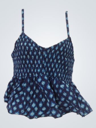 Blue Floral Peplum Top