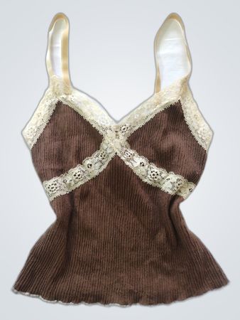 Brown Lace Trim Camisole