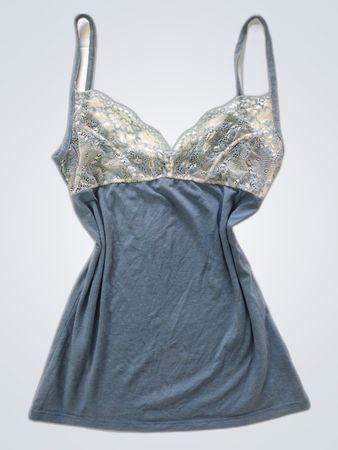 Blue Camisole with Lace Top
