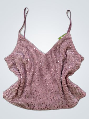 Neo Noir Pink Sequin Top